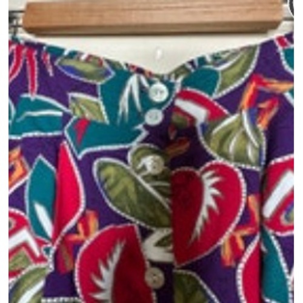 Vintage Kathie Lee Midi Skirt Ditsy Hawaiian Floral Cottagecore Boho Plus Sz 18 - Picture 3 of 6